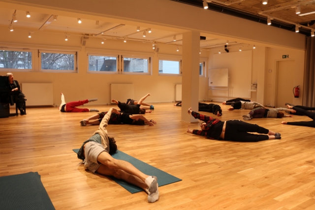 Students training in the studio with Kristin Linklater.